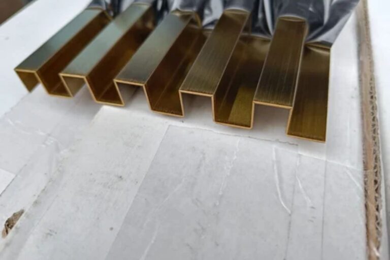 SS 304 Gold Hairline Design Fluted Panel in uae